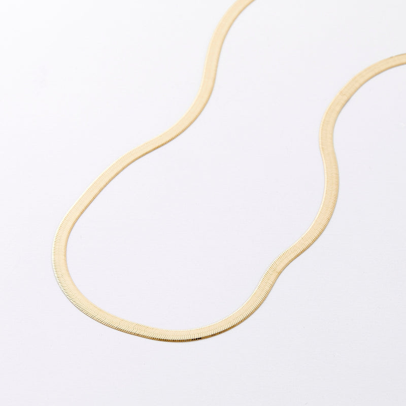 Yellow Flat Herringbone Gold Chain Necklace | Auric Jewellery